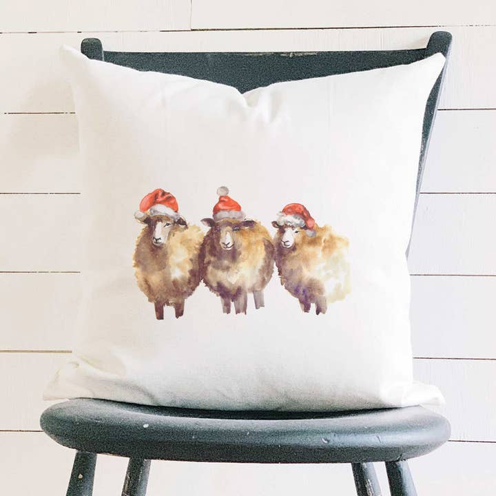 Christmas Sheep - Almohada navideña cuadrada personalizable para venta al por mayor de Indigo Tangerine