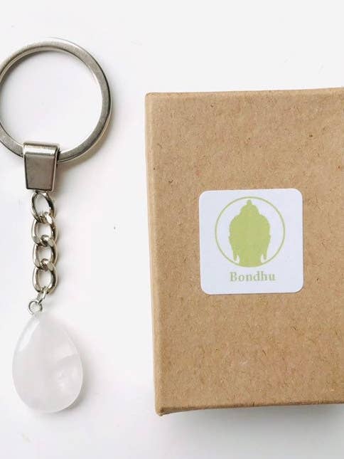 Clear Quartz Teardrop Crystal Stone Pendant Stainless Steel for wholesale by Bondhu Jewelry