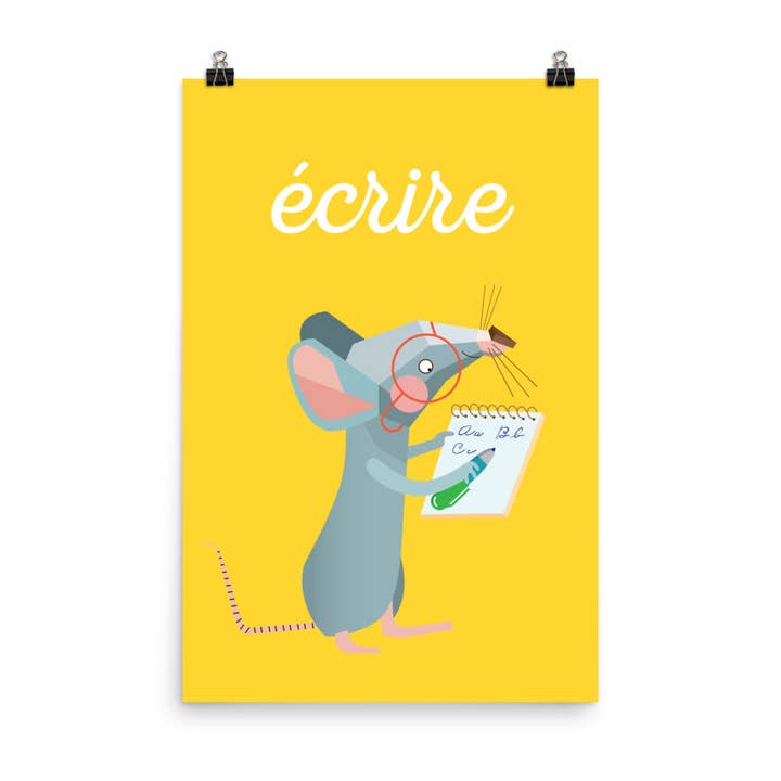Writing Mouse Art Print - French for wholesale by gabo and mateo designs