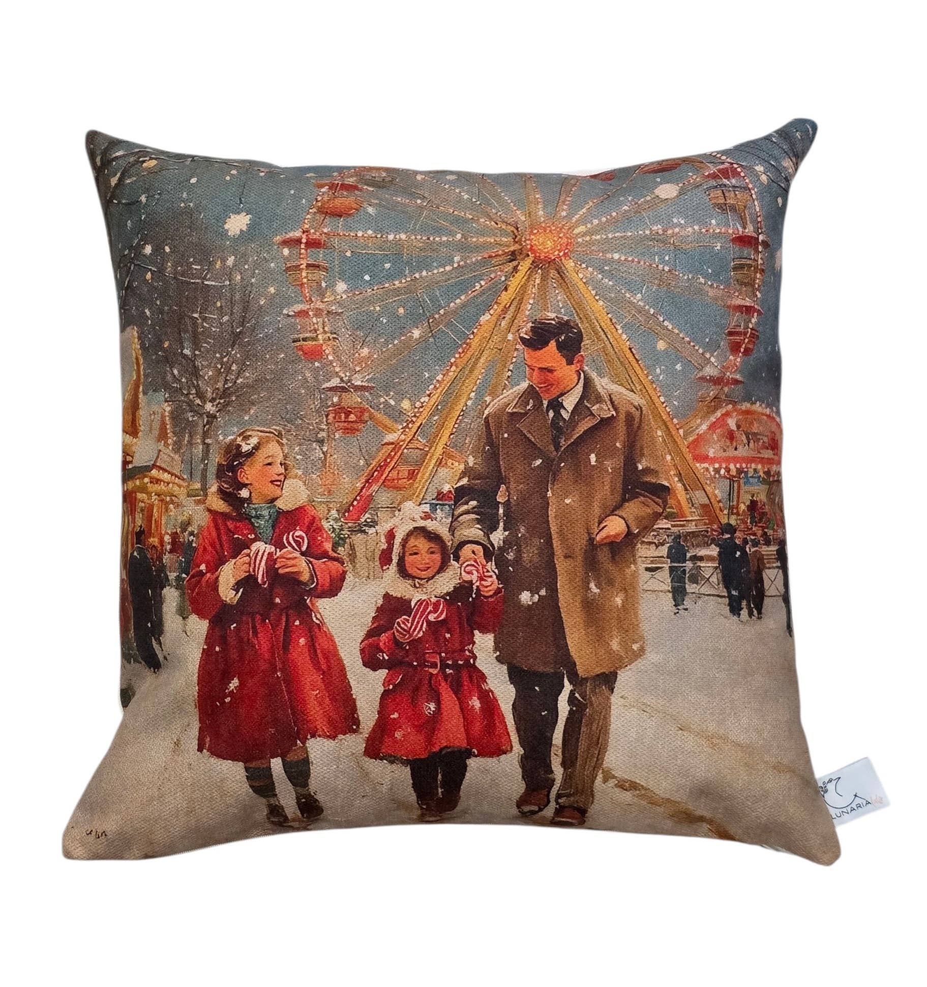 Lunaria Lab – wholesale Dekorativ kudde – Vintage Christmas Family kuddfodral0