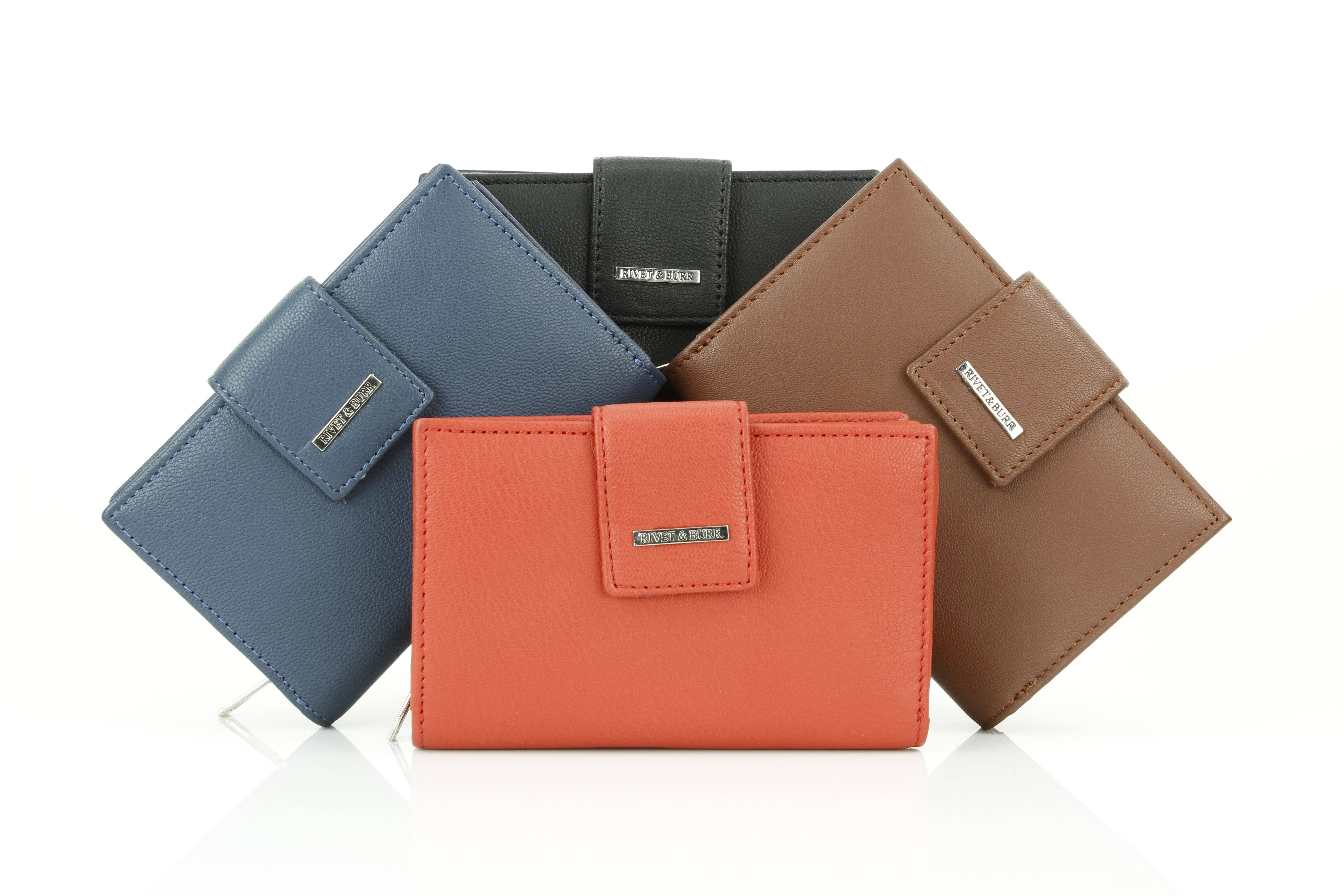 Leather Impressions Inc - Wholesale Wallet - Women's - Snap Leather Clutch Wallet | Zip Pocket RB LW 21 100140