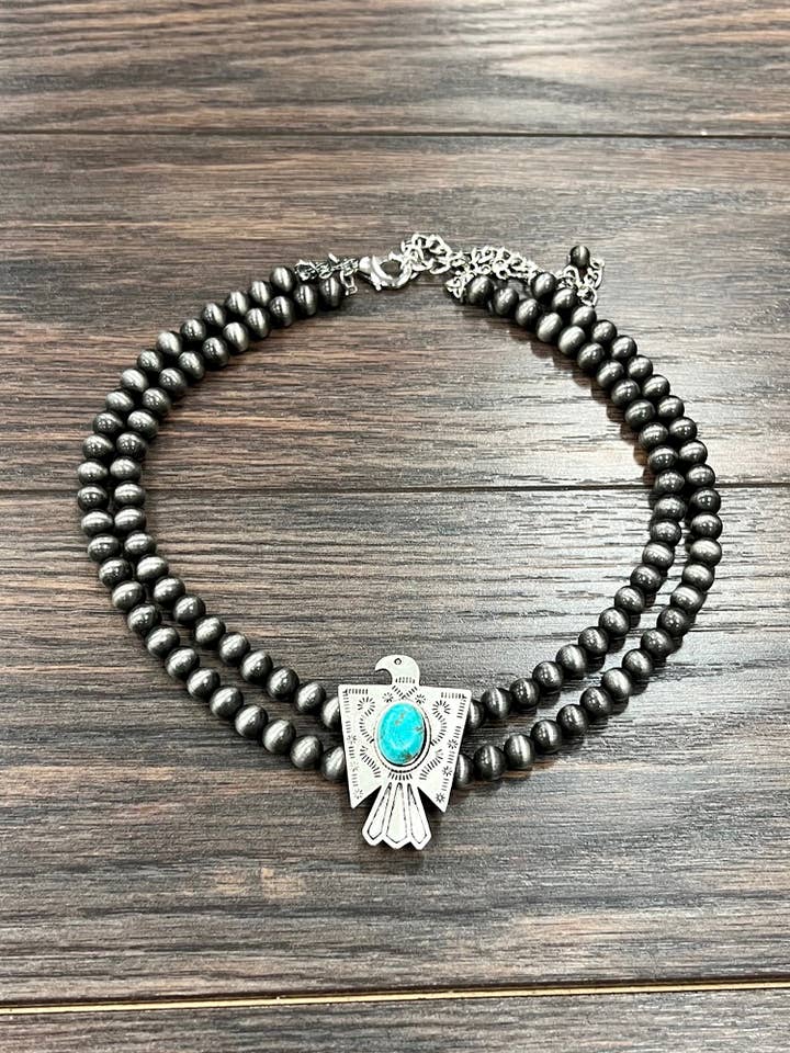 731807, Pérola Navajo Artesanal, Colar Thunderbird por atacado de ISAC Trading Inc