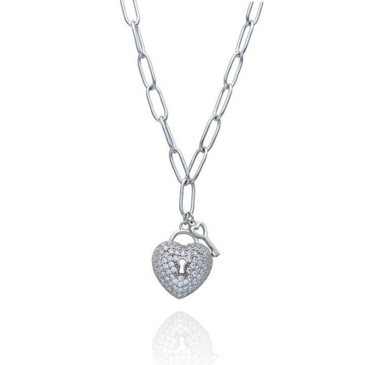 Sterling Silver Heart Lock Necklace for wholesale by Las Joyas de Amanda