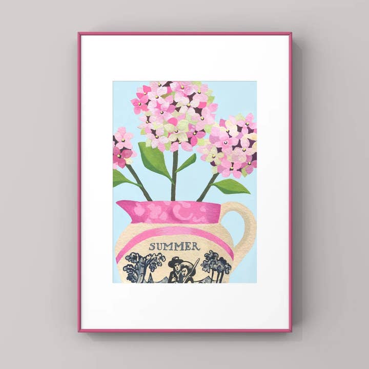 Hydrangeas in Summer Jug Print for wholesale by Susie Hamilton Art