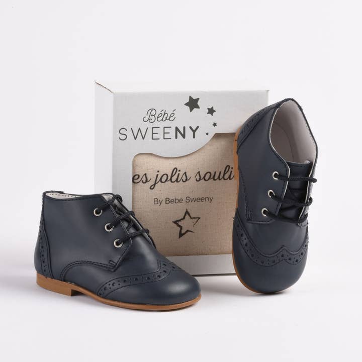 Boys Navy Blue Leather Boots for wholesale by Bebe Sweeny