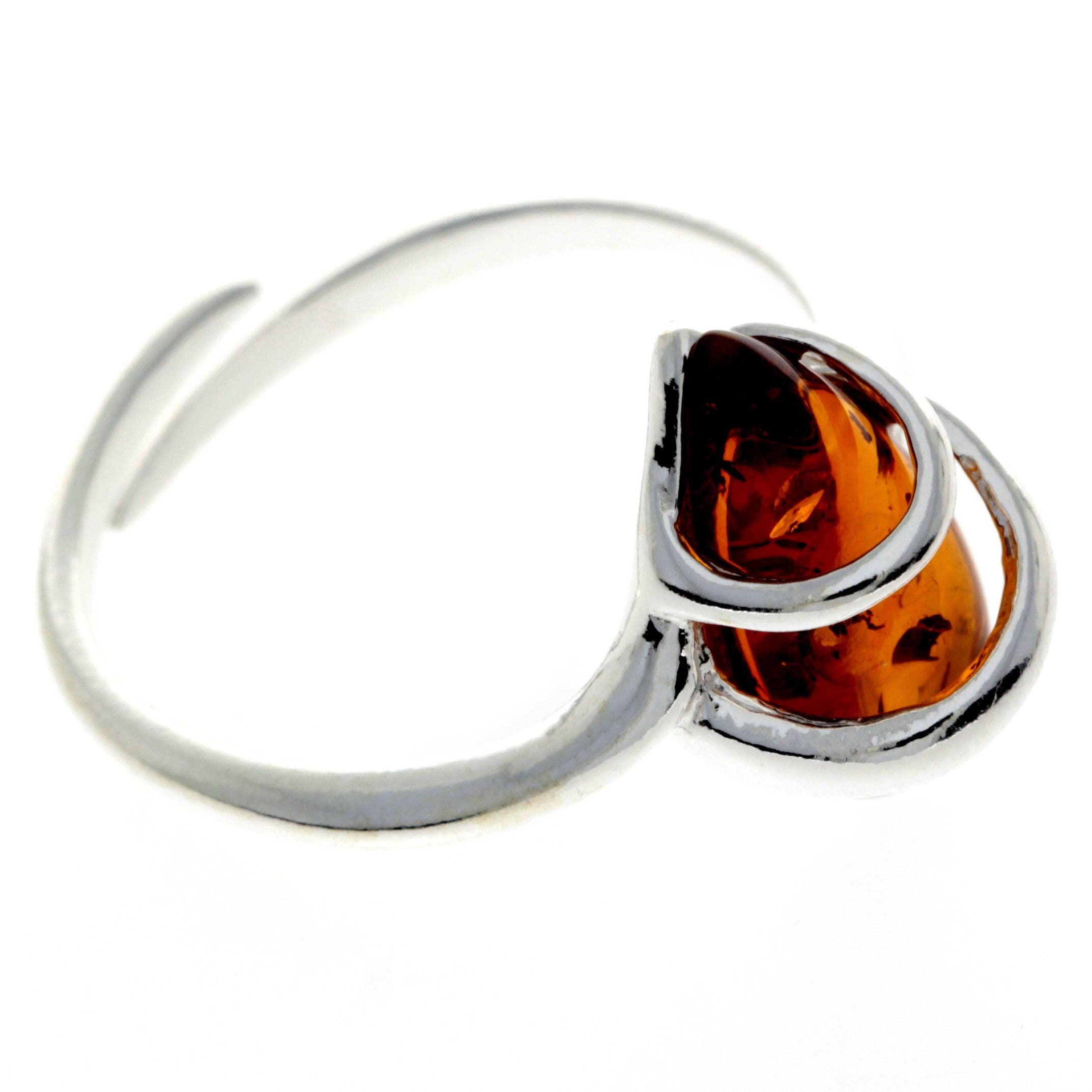 SilverAmber Jewellery - Wholesale Cocktail/Statement Ring - 925 Sterling Silver & Genuine Baltic Amber Modern Adjustable Ring - GL7263