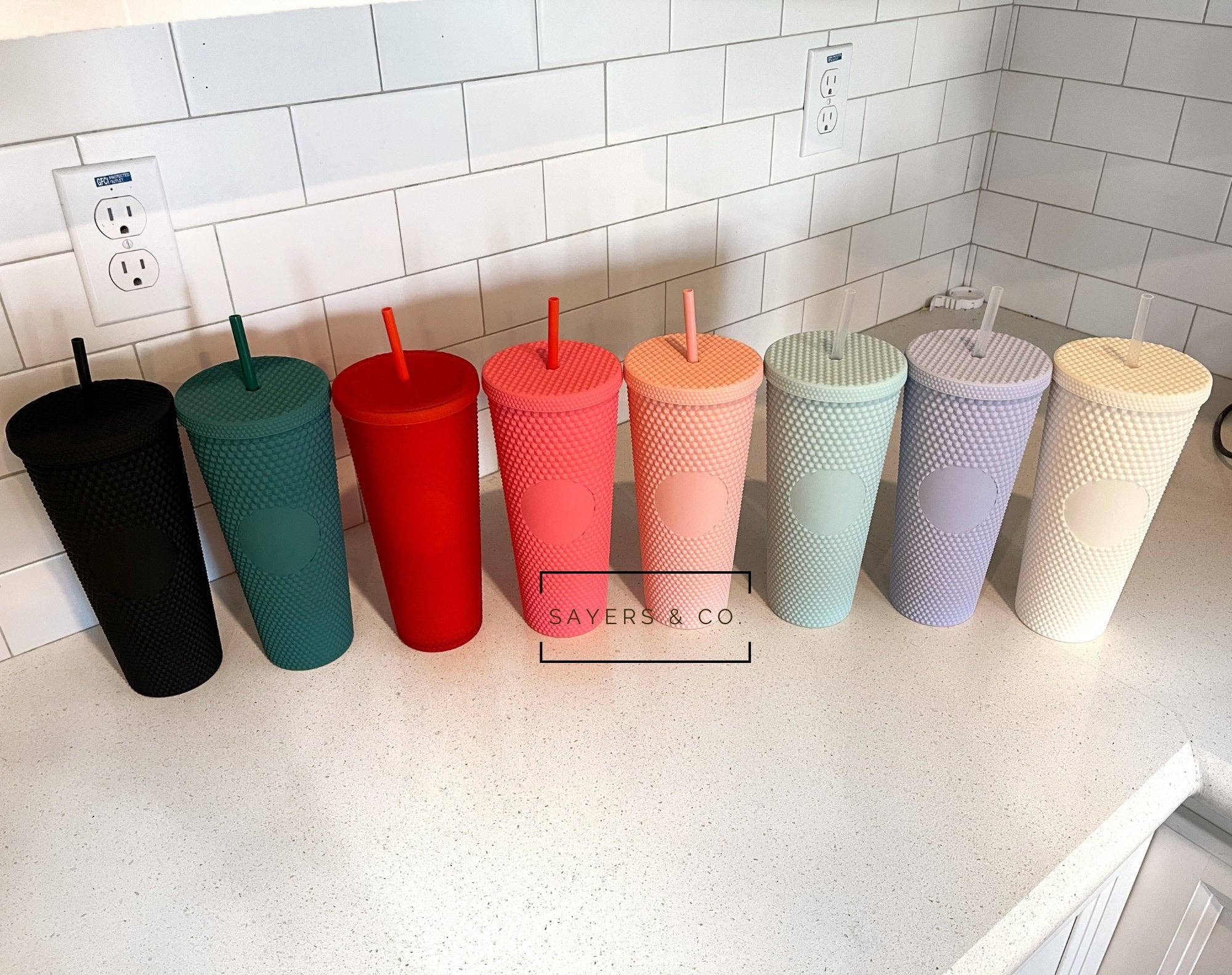 Sayers & Co. - Wholesale Insulated mug/tumbler - 24 oz Matte & Glossy Studded Screw Top Tumbler Double Walled46