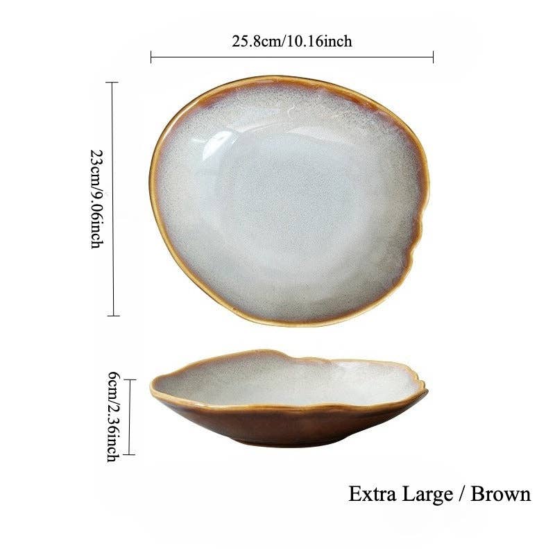 Gohobi （We cover U.S. import duties） – wholesale Dinner plate – Gohobi Vintage Kiln-Change Irregular Plate15