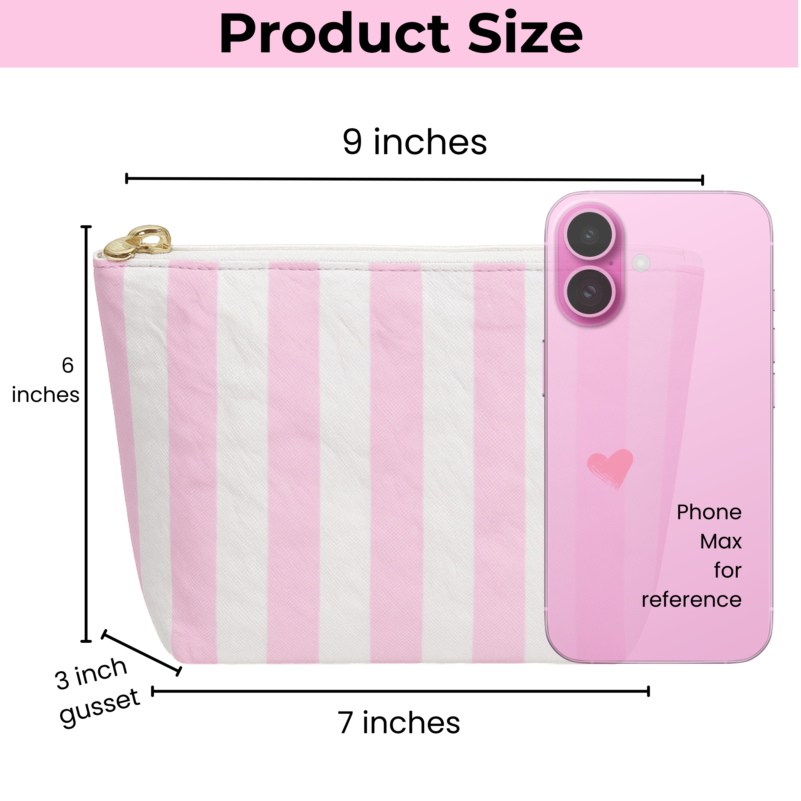 Aspen Lane - Wholesale Makeup/Cosmetic Bag - Preppy stripe pouch + cosmetic bag pink & white tyvek   1