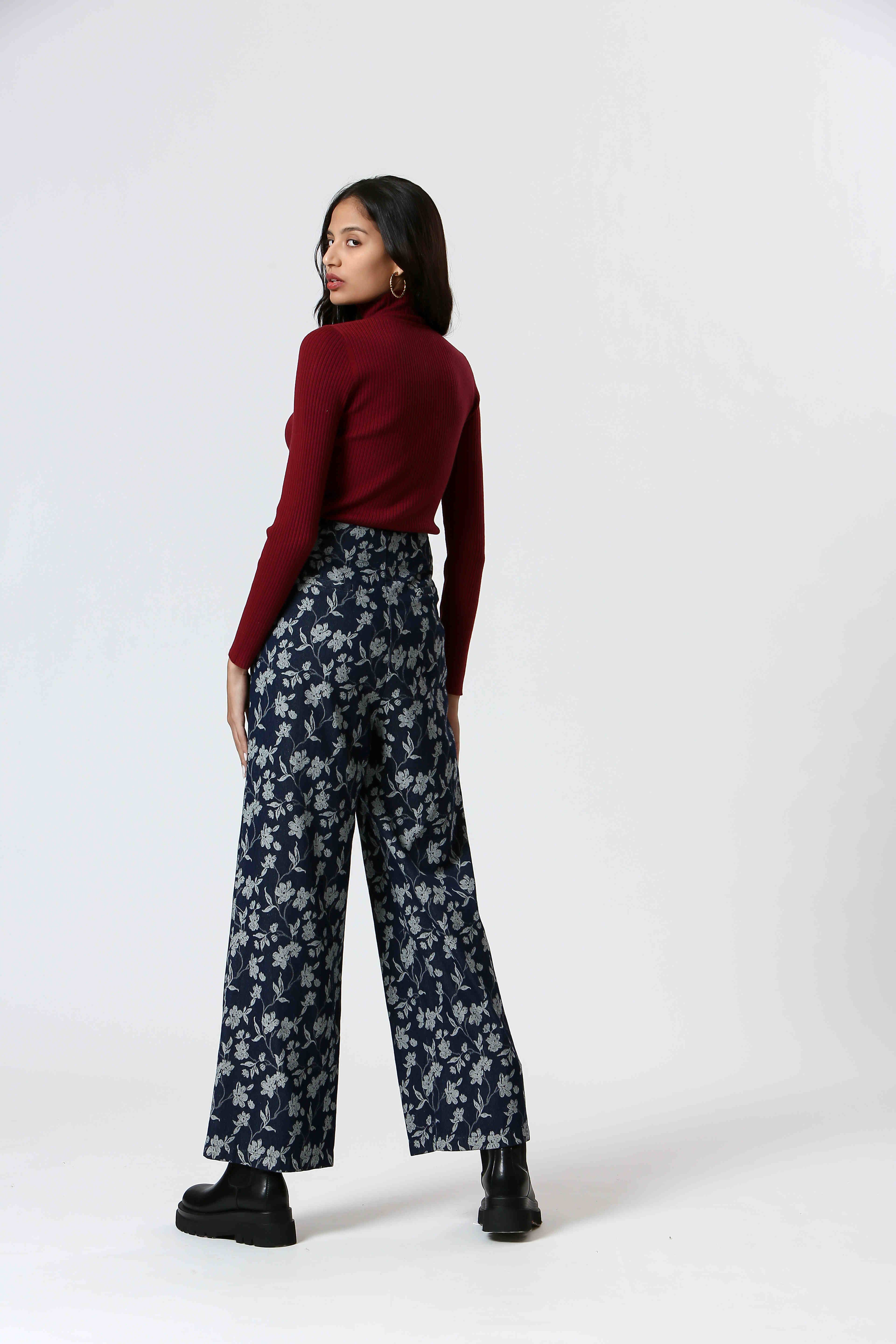 NAVY TK24249142 - Ladies Floral Print Wide Leg Pants for wholesale on Faire3
