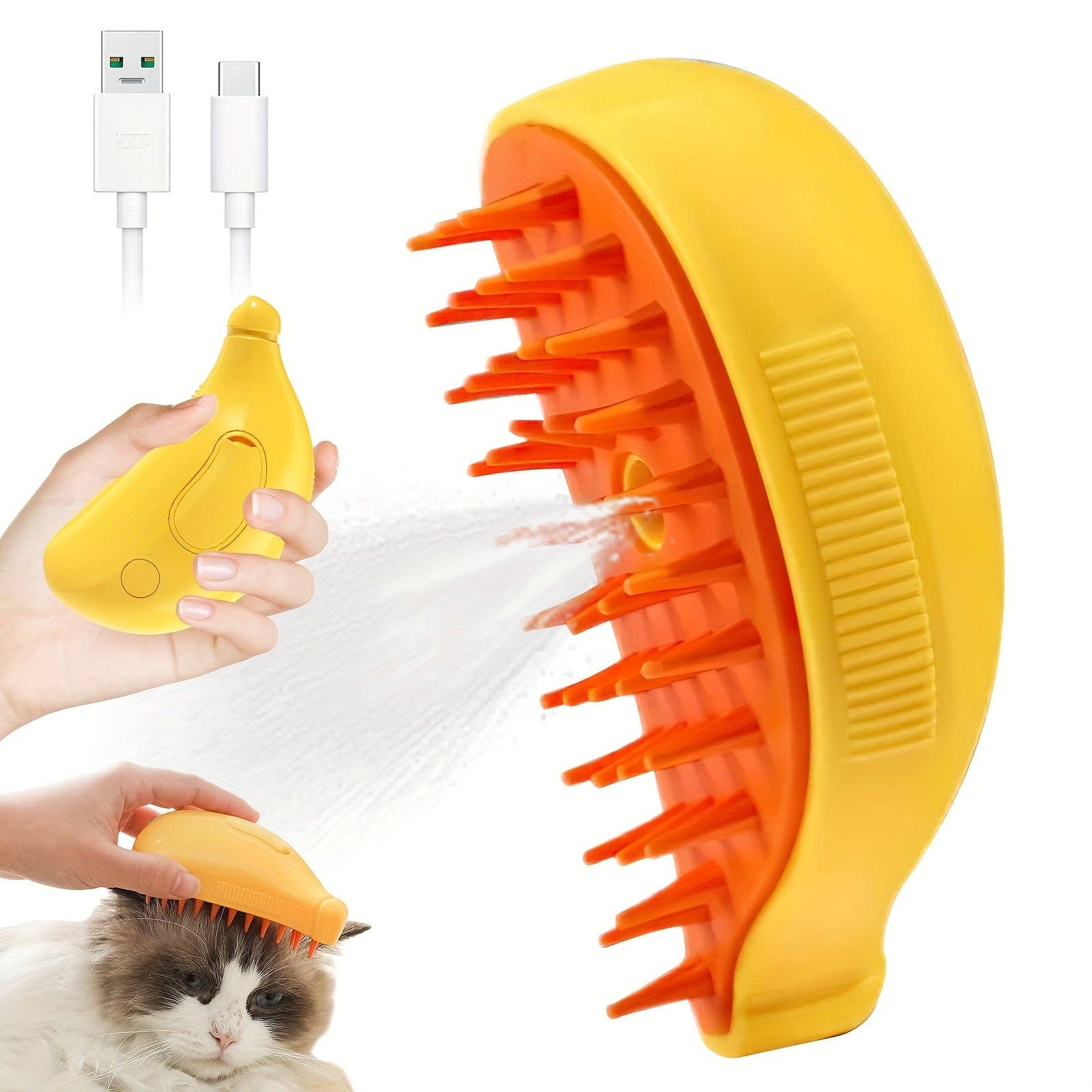 DIYSTORE – wholesale Pet brush – Cat/dog – USB Rechargeable Self-Cleaning Steam Cat Brush – Detangling & Loose Fur Removal, Silicone Massage Comb for Cats and Dogs, Low Voltage Pet Grooming Tool, Pet Grooming Brush | Vibrant Cat Brush | Gentle Massage Comb2