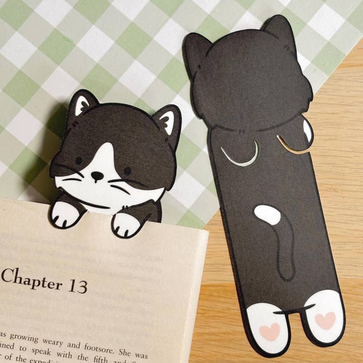 izzoo - Wholesale Bookmark - Tuxedo Cat Peeking Bookmark1