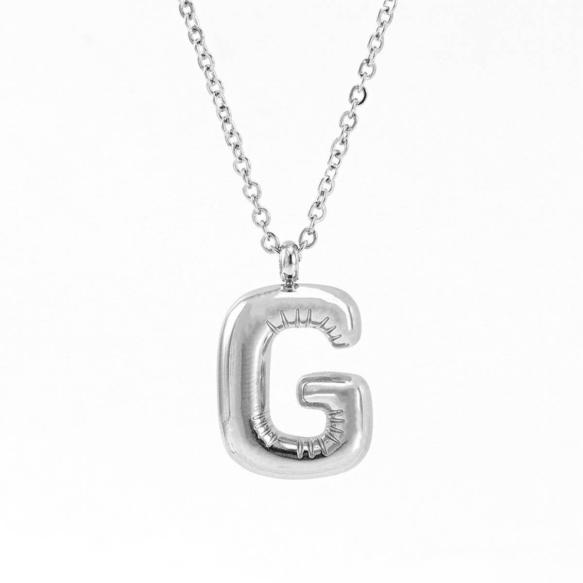 NINEXIS - Wholesale Pendant/Charm Necklace - CWAJE1946_Steel Color Bubble Letter Necklace6