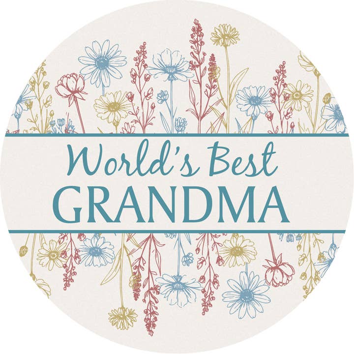 "Best Grandma" Round Car Coaster - Packaged for wholesale by Gift & Garden by Carson