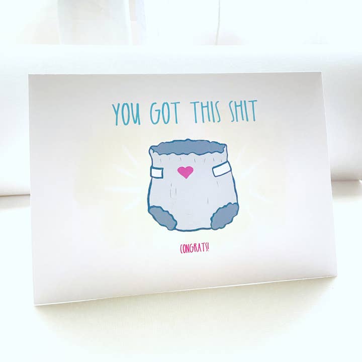 Got This// Funny Pregnancy Greeting Card for wholesale by Awkward Affections