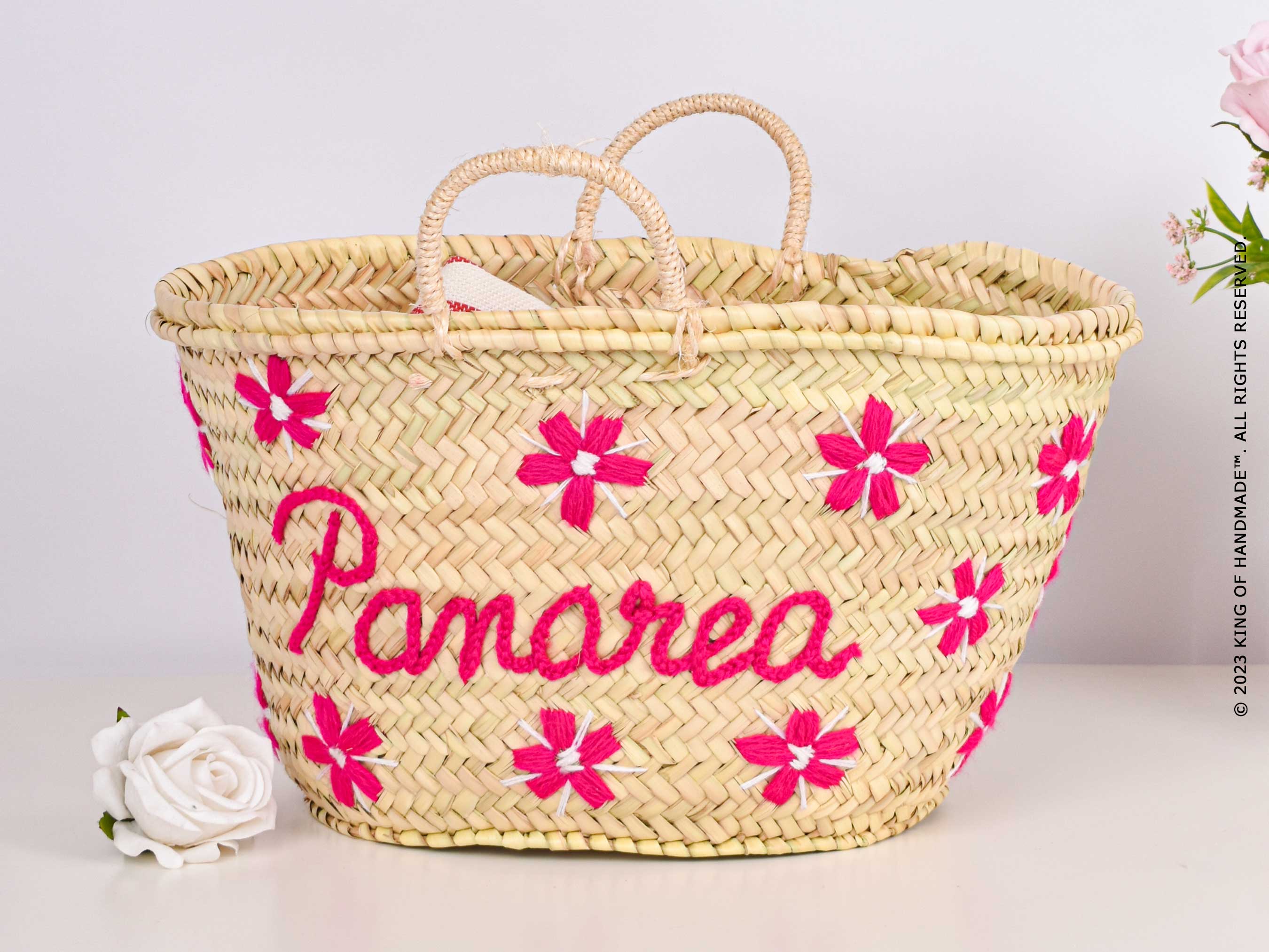 King Of Handmade – Saco de praia por atacado – Bolsa de Verão com Motivo - Tote de Praia Única - Cesto de palha1