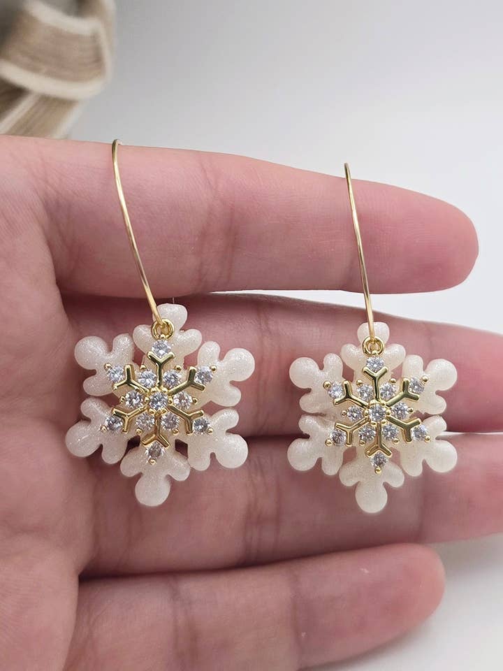 Glitter Snowflake Christmas earrings for wholesale by Beckys Creations