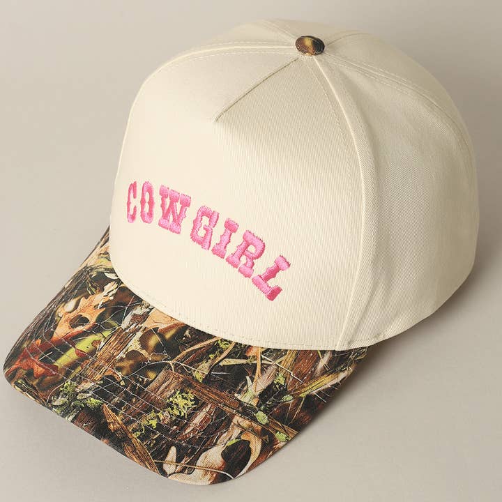 Fashion City - Wholesale Trucker Hat - Unisex - COWGIRL Lettering Embroidery Camo Two-Tone Cap8