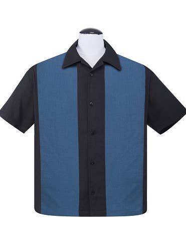 PopCheck Large Double Panneau Bowler en Noir/Denim pour la vente par Steady Clothing