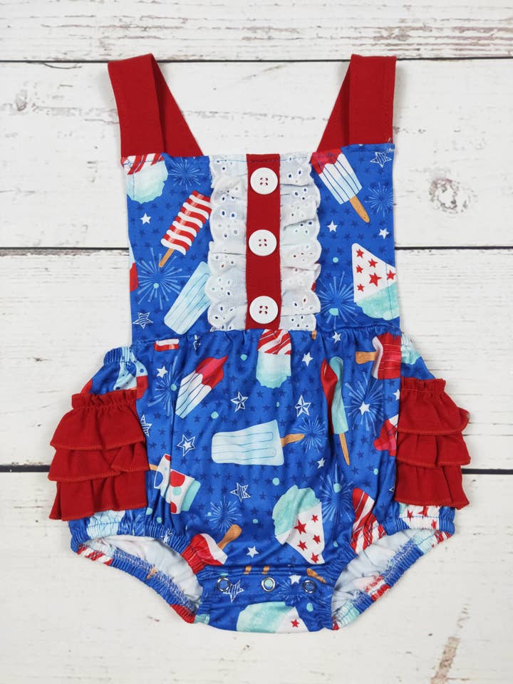 sassy kids palace - Wholesale Bodysuit (Non-Footed) - Baby - Baby Popsicle Printed Fourth of July Bubble