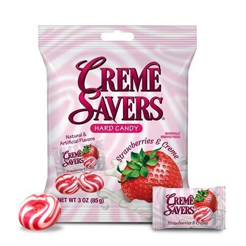 Pops Distro Inc - Vente Bonbons durs - Bonbons Durs Creme Savers Fraises & Crème 6ct (85g)0