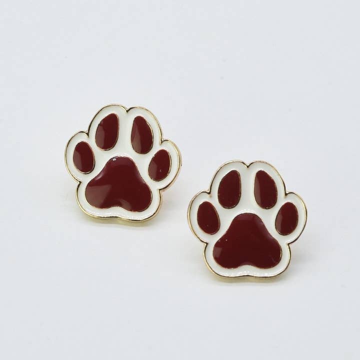 MiMi Wholesale - Wholesale Stud/Post Earrings - CE3213 Paw Print Gameday Earrings