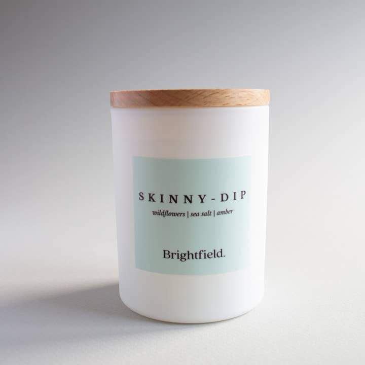 Brightfield - Wholesale Jar/Filled Candle - Skinny Dip Non-Toxic Coconut Soy Candle with Wooden Wick