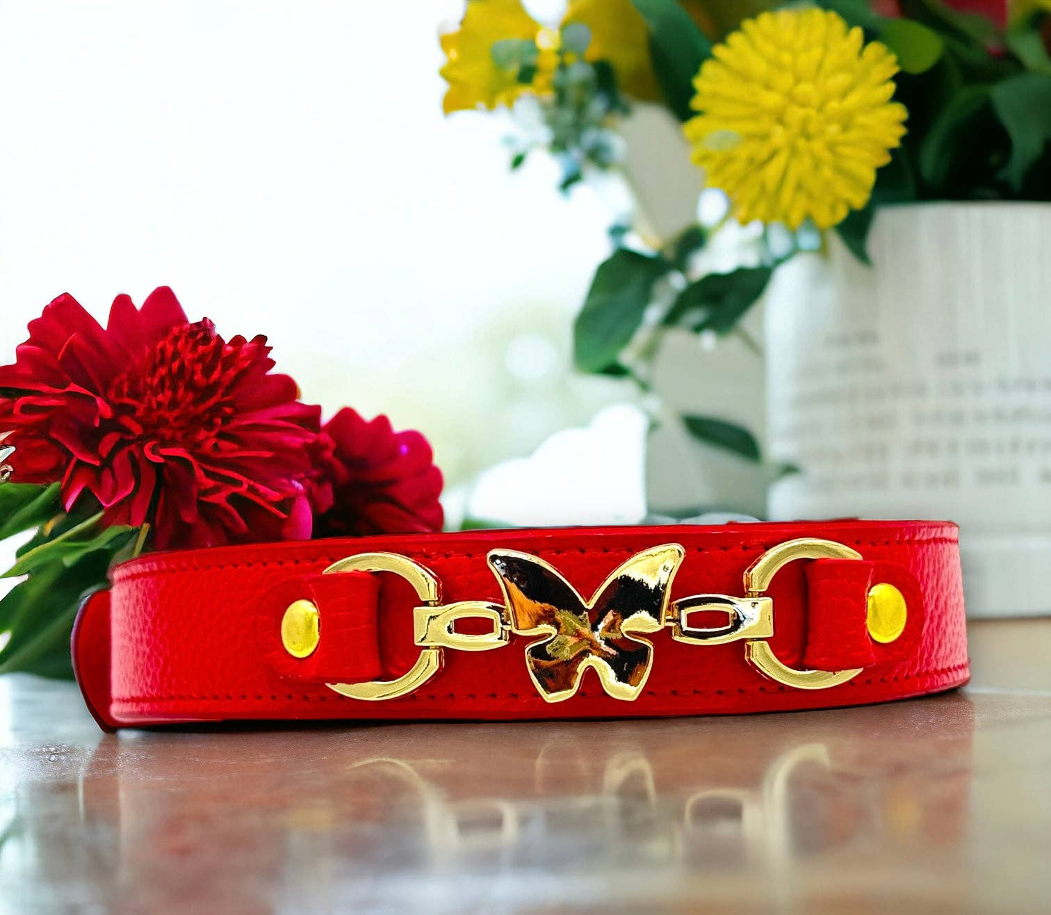 PupWiser - Wholesale Pet Collar - Dog - BUTTERFLY Handmade Leather Dog Collar4