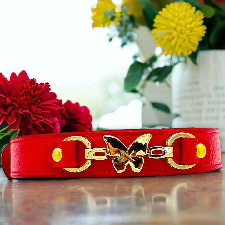 PupWiser - Wholesale Pet Collar - Dog - BUTTERFLY Handmade Leather Dog Collar4