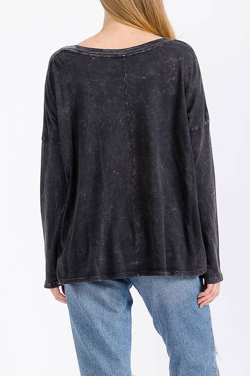 ROUSSEAU - Wholesale Screen Printed T-Shirt - Women's - MINERAL WASHED GRAPHIC PRINT  LOOSE FIT TOP3