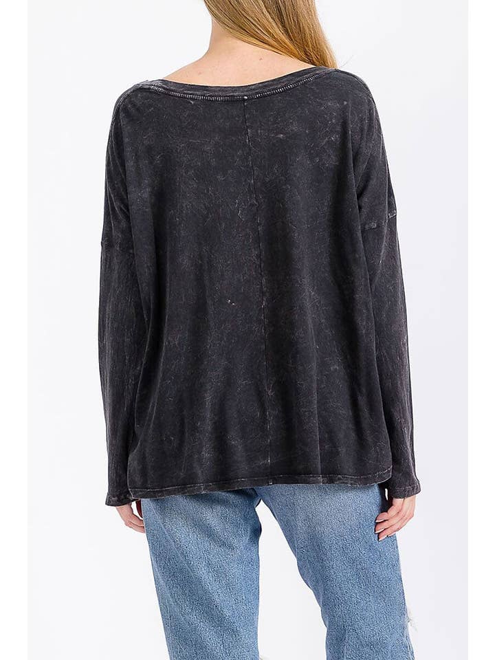 ROUSSEAU - Wholesale Screen Printed T-Shirt - Women's - MINERAL WASHED GRAPHIC PRINT LOOSE FIT TOP3