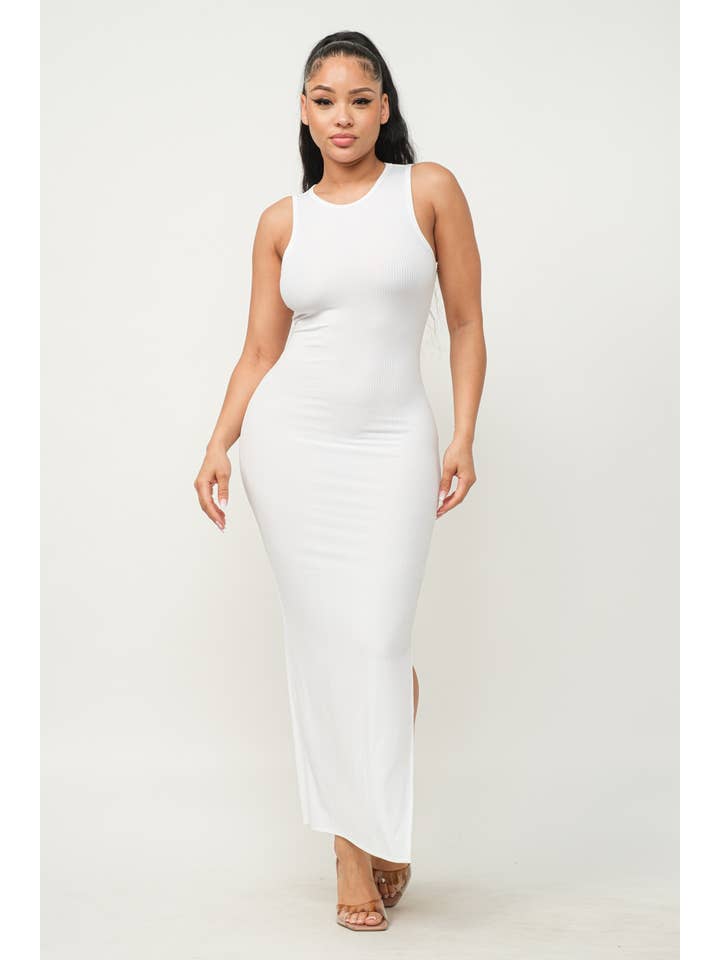 Boswell - Wholesale Dress - Women's - SIDE SLIT 4X2 RIB MAXI DRESS2