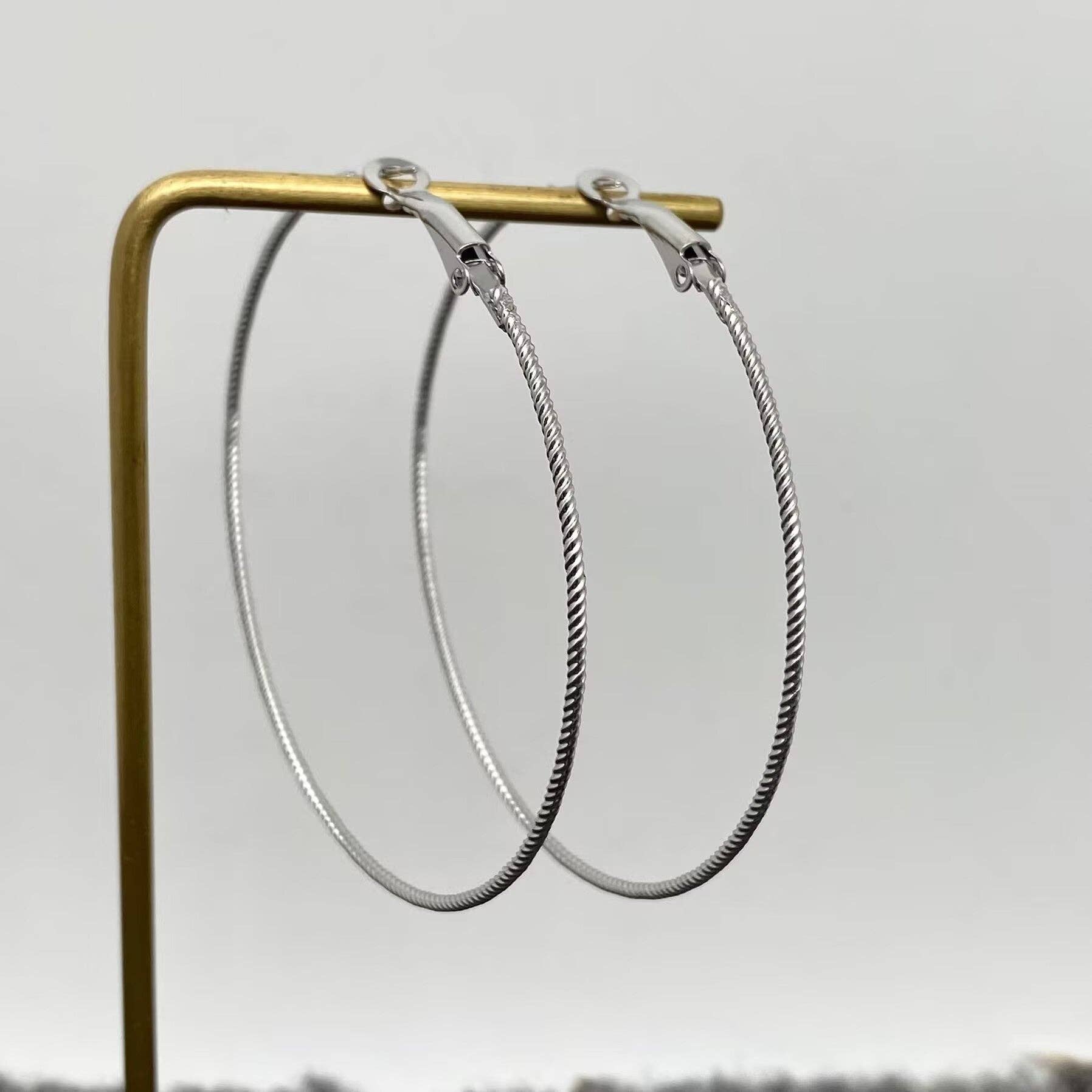 Mio Queena - Wholesale Hoop Earrings - 60mm Inside Diameter 18K Gold Plated SS Hoop Earrings - FGS13