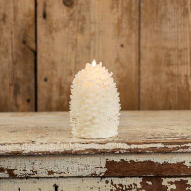 Ragon House - Wholesale Novelty Candle - 6" MOVING FLAME CREAM PINECONE CANDLE0