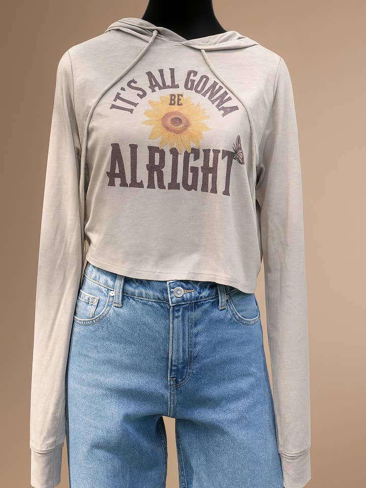 Sudadera con Capucha Recortada de Manga Larga "Todo Va a Estar Bien" para venta al por mayor de Accentuate the Positive