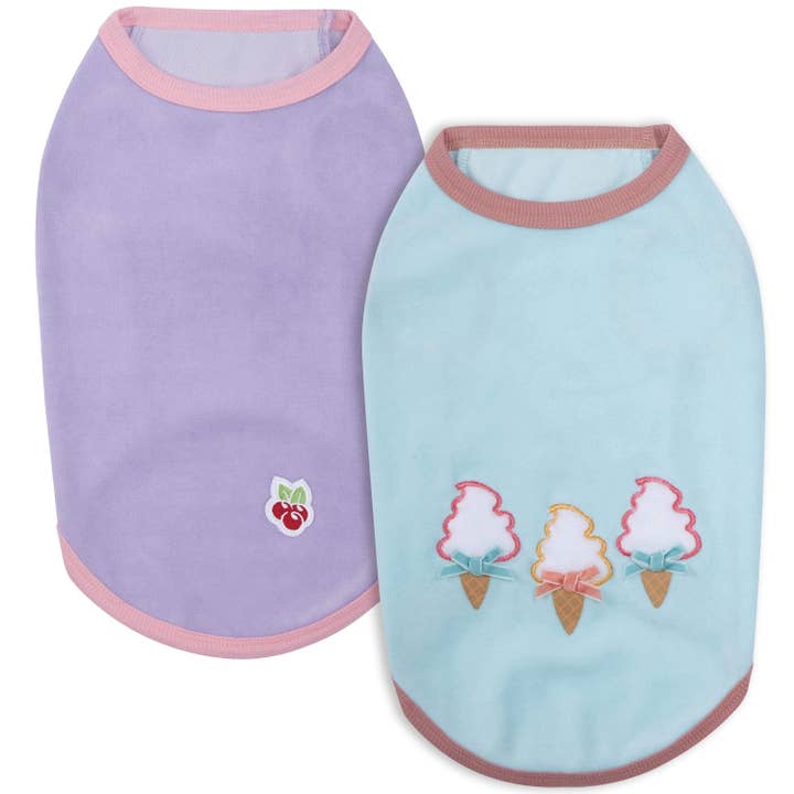 Pyjamas | T-shirts essentiels pour chiens avec crème glacée pour les vacances d'été, lot de 2 pour la vente par Blueberry Pet