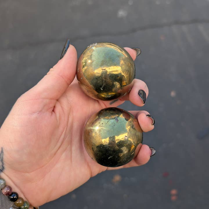 The Crystal Tabby - Wholesale Spiritual Stone/Crystal - Chalco Pyrite Spheres2
