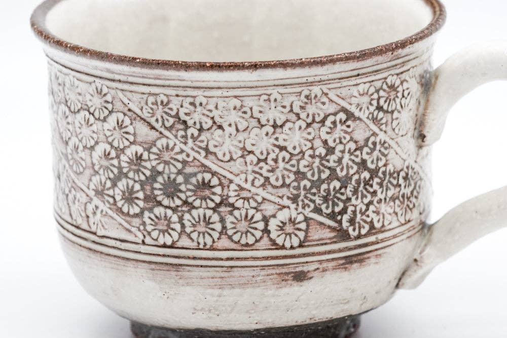 Tezumi - Wholesale Tea Set - Japanese Teacup and Saucer Set - 伊藤典哲 Itō Noriaka - Floral Kohiki Mishima Yunomi - 170ml5