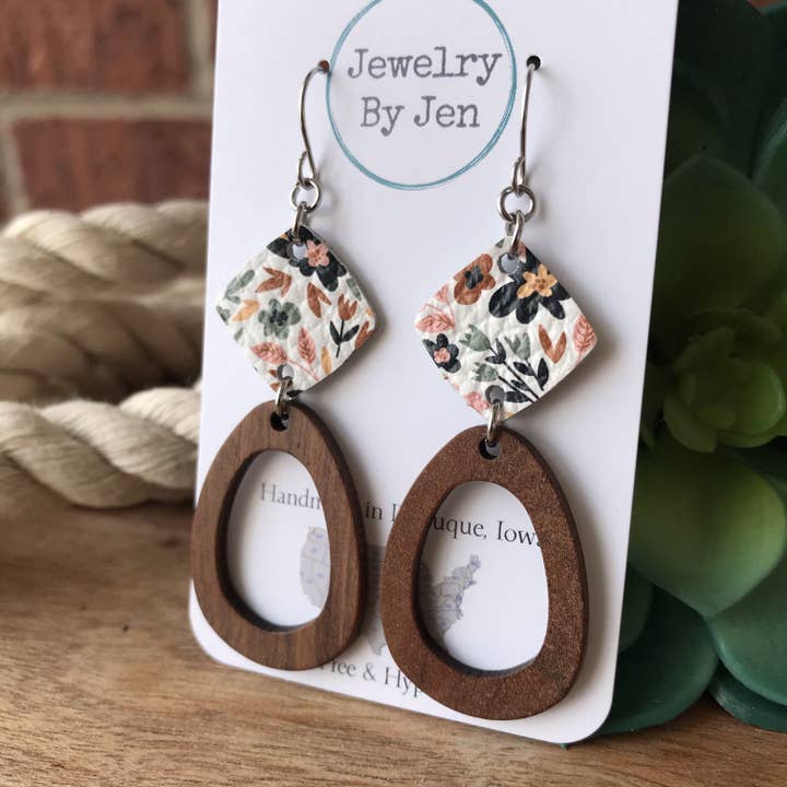 Jewelry By Jen - Wholesale Dangle Earrings - Wood Oblong & Gentle Summer Earrings1
