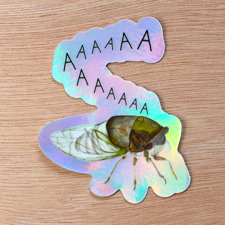 Screaming Cicada Holographic Sticker for wholesale by Nature Notes, LLC
