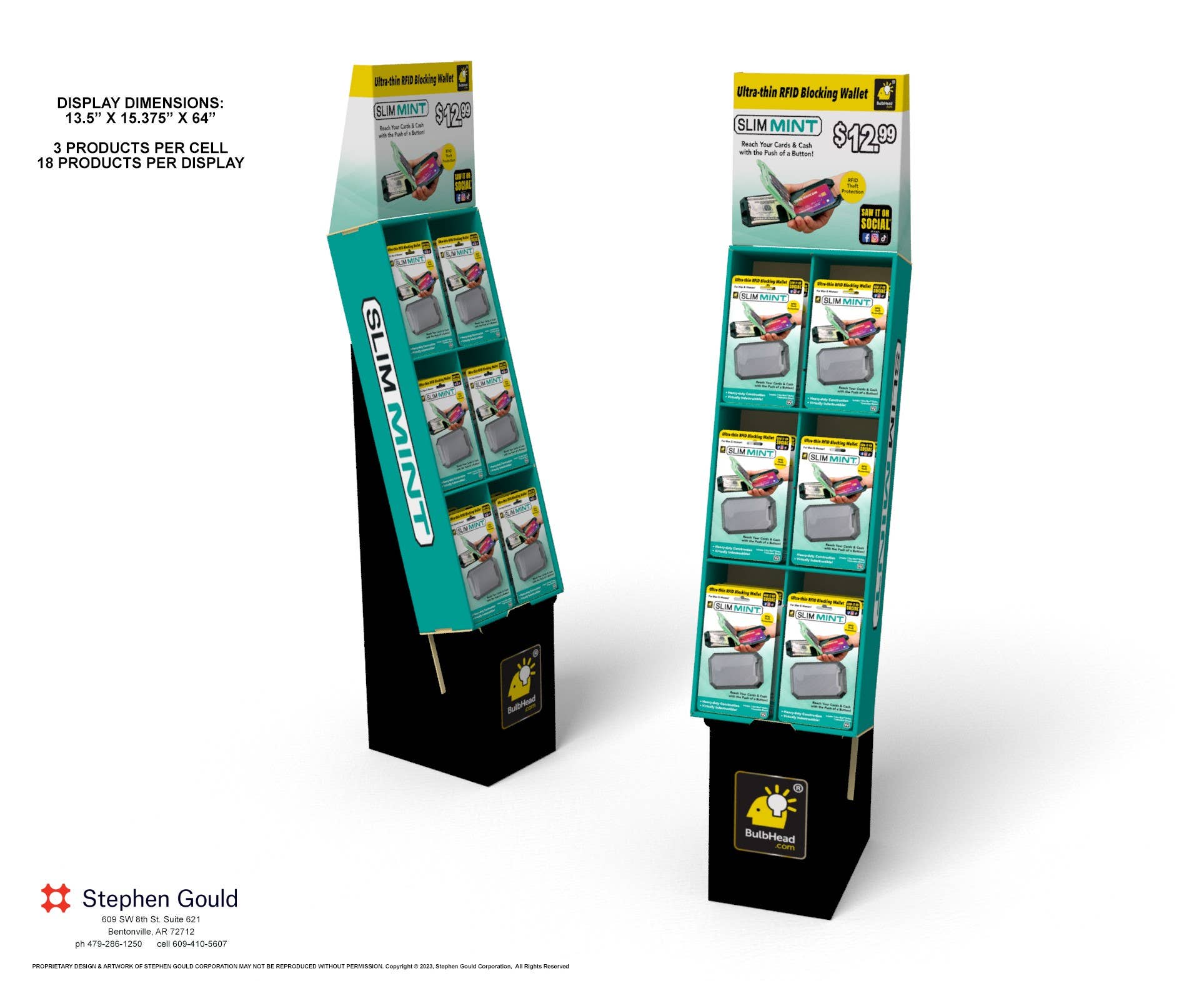 BulbHead - Wholesale Retailer Display - Apparel - Slim Mint Wallet Display