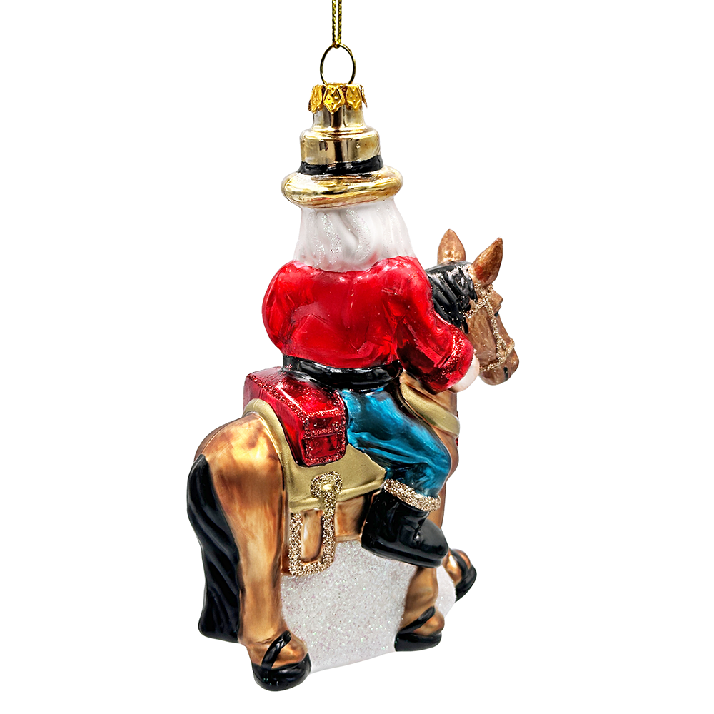 OrnamentallyYou - Wholesale Ornament - Hardy Wild Western Cowboy Santa Glass Christmas Ornament, Vintage Horse Ridin Farm Style Decor5