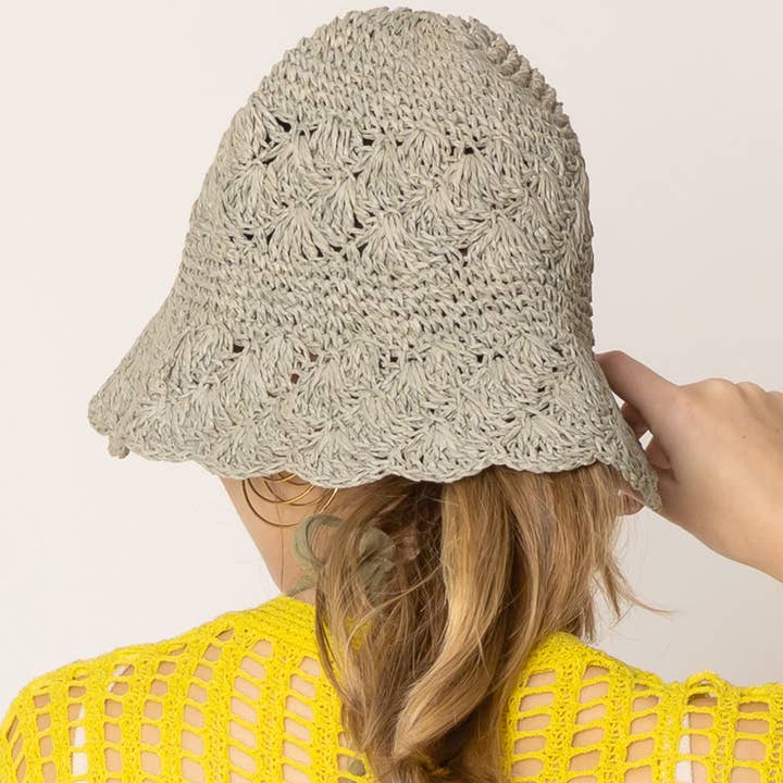 Sensibling Corp. - Wholesale Bucket Hat - Women's - Crochet Straw Bucket Hat
9