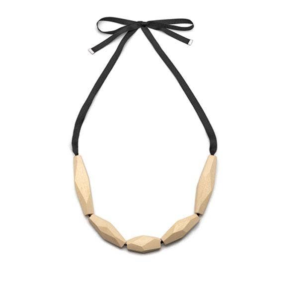 Facettierte weiße Holzkette für den Großhandel von BRANCH JEWELLERY