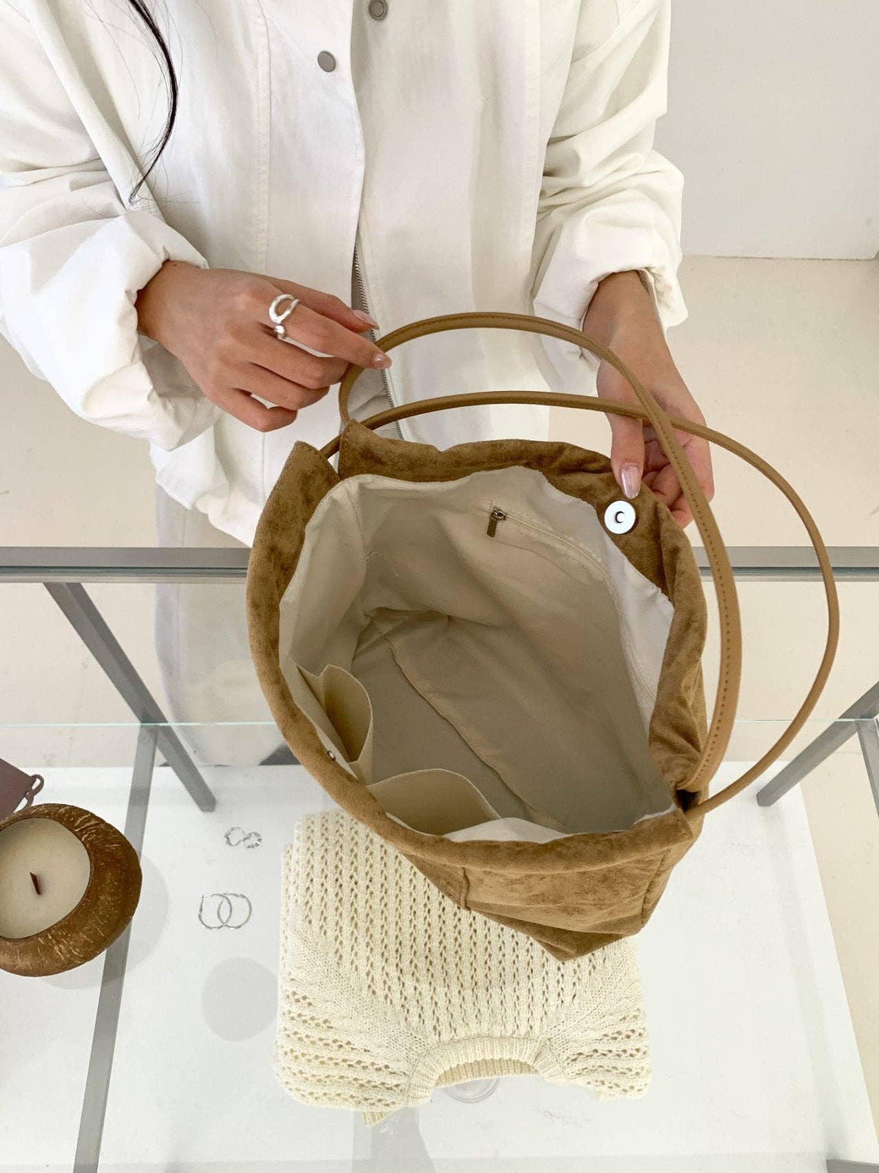 Little Light - Wholesale Shoulder Bag - Women's - Stella Soft Suede Gather Bucket Bag8