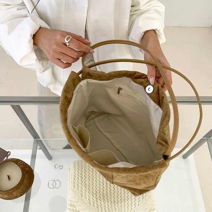 Little Light - Wholesale Shoulder Bag - Women's - Stella Soft Suede Gather Bucket Bag8