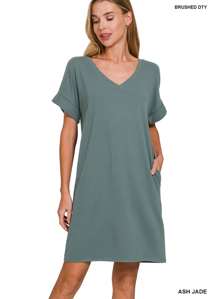 42POPS - Wholesale Dress - Women's - ...SI-27348 Brushed Dty Side pocket Dress