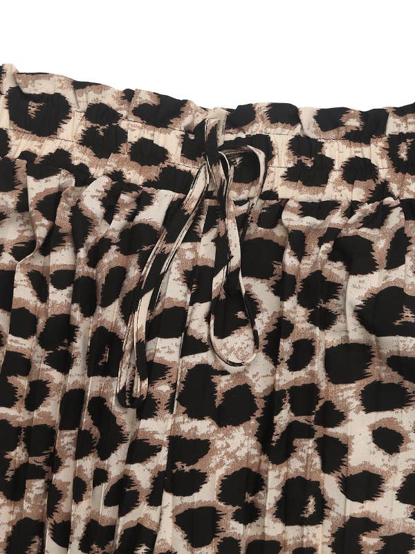 Leopard Stylish Leopard-Print Pleated Wide-Leg Trousers for wholesale on Faire4