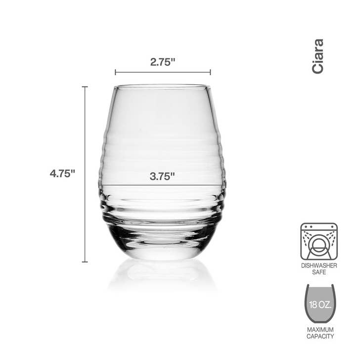 Clear Mikasa Ciara 18Oz Stemlss Wine S4, Gift Box Pkg for wholesale on Faire