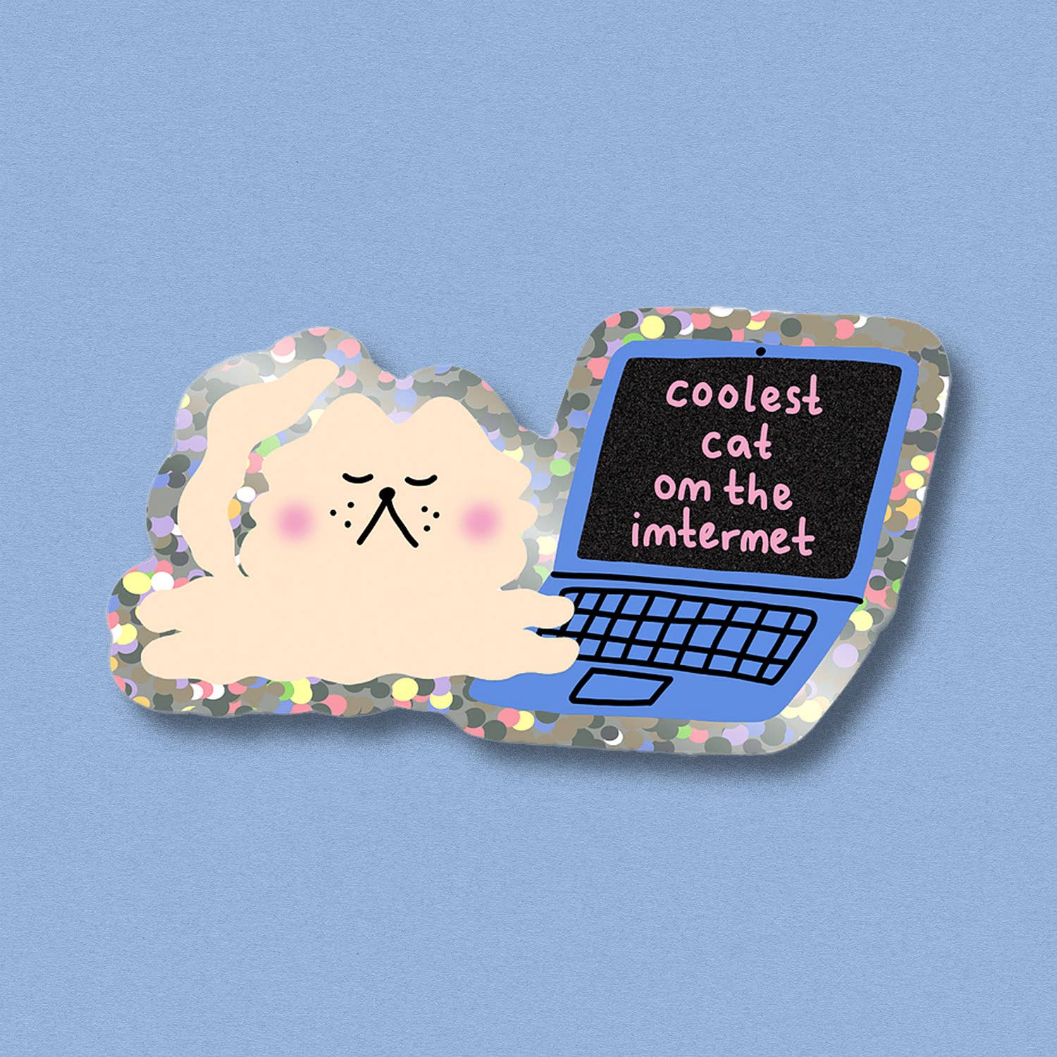 Jenne Grassmann - Wholesale Sticker - Glitter sticker coolest cat0